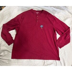 Saddlebred Mens‎ 3XLT Burgundy Red Sueded Long Sleeve Henley Shirt New
